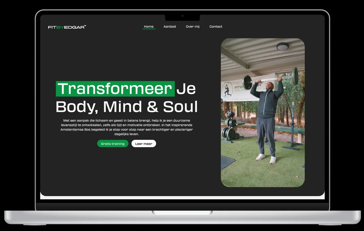 Website van FitByEdgar, gemaakt door ReMaDe Studio