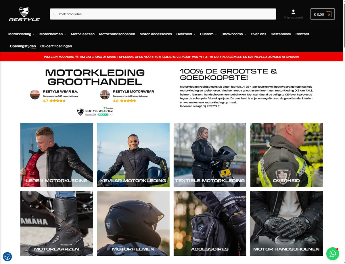 Website van Restyle Wear, gemaakt door ReMaDe Studio