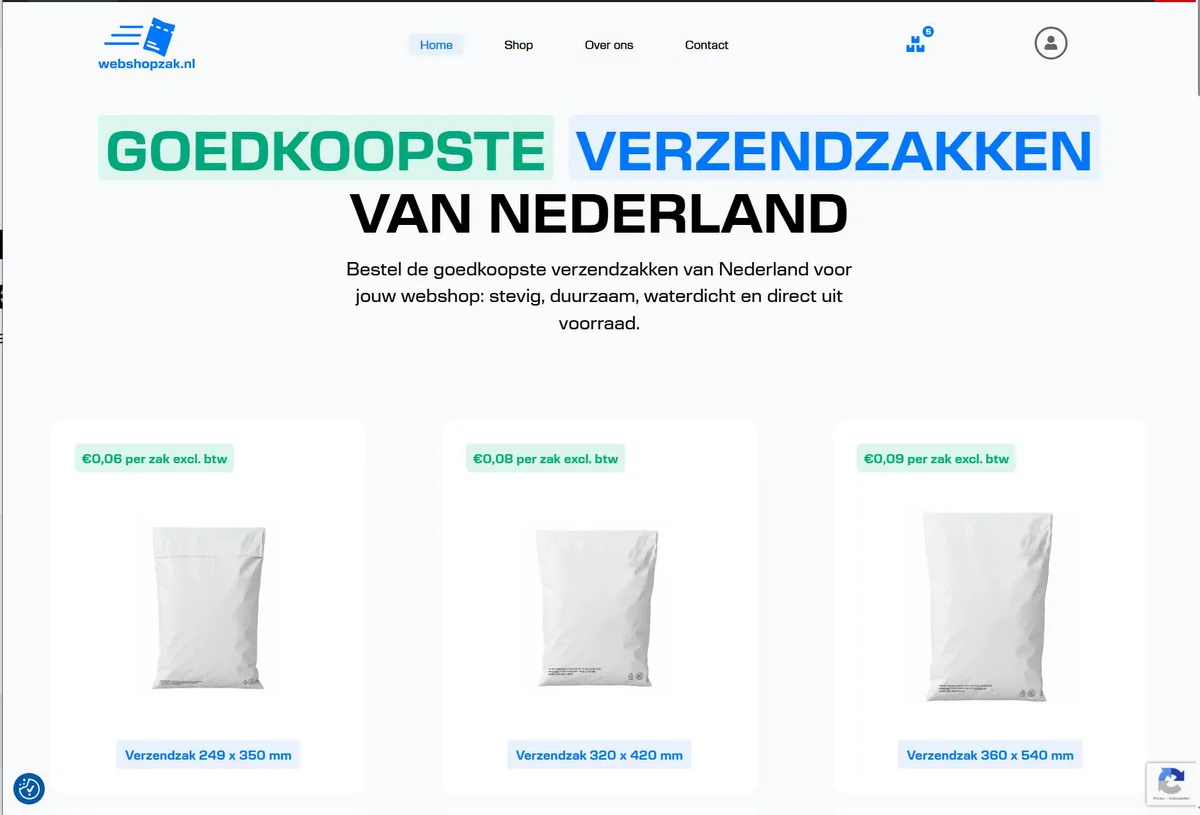 Website van Webshopzak.nl, gemaakt door ReMaDe Studio